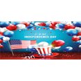 thumbnail image 4 of 4th of July Piggy Bank, Celebration of the Important Day Uncle Sam Hat Flag Balloons, Ceramic Coin Bank Money Box for Cash Saving, 3.6" X 3.2", Blue Red and Pearl, by Ambesonne, 4 of 4