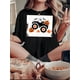 thumbnail image 1 of Women'S Casual Crew Neck Short Sleeve T-Shirt, Knit Polyester Fabric with Medium Stretch, Geometric Pumpkin and Monster Truck Print, for All Season Comfort Tee, 1 of 8