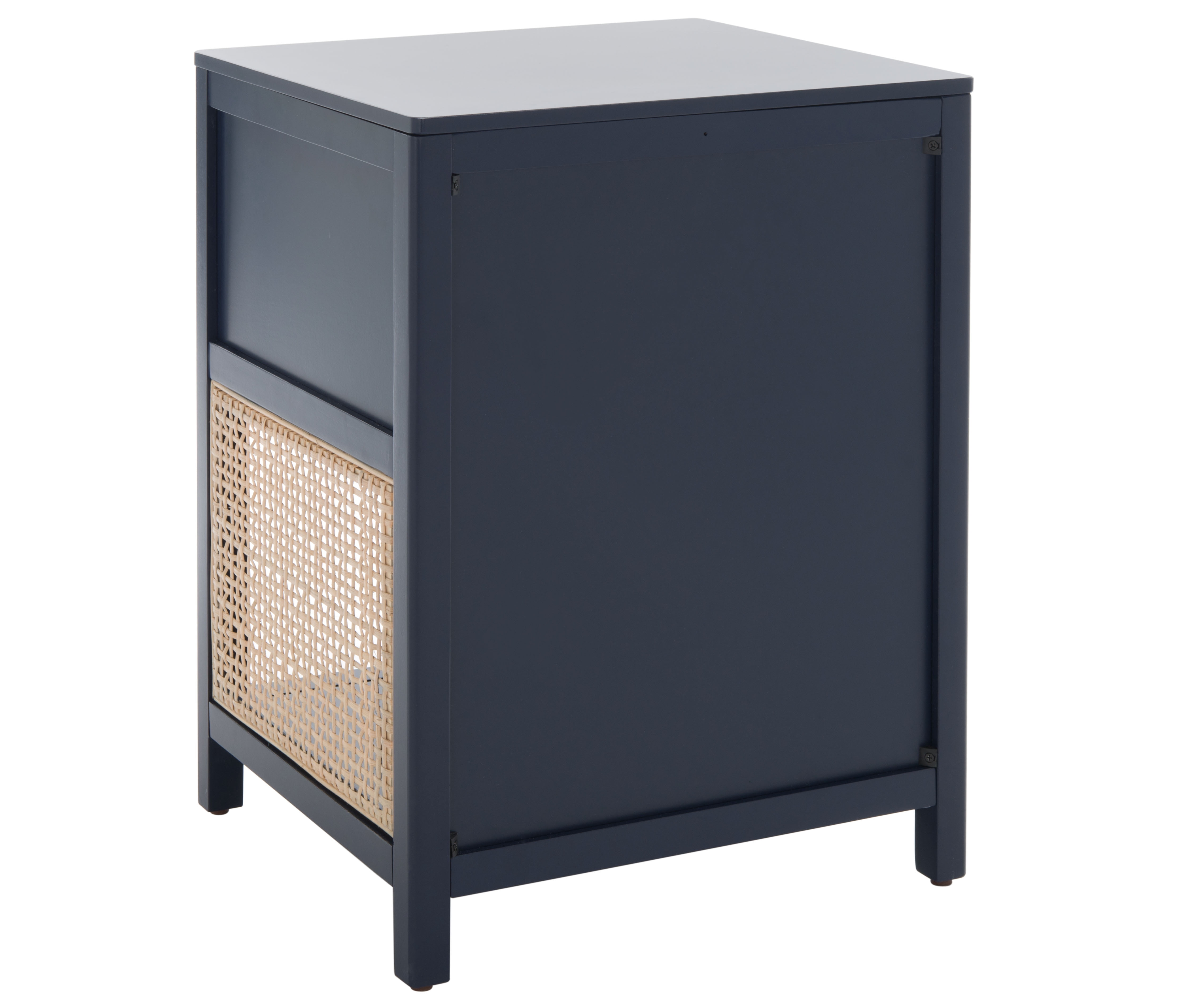 SAFAVIEH Miya Rustic Coastal 1 Drawer Nightstand, Navy/Natural