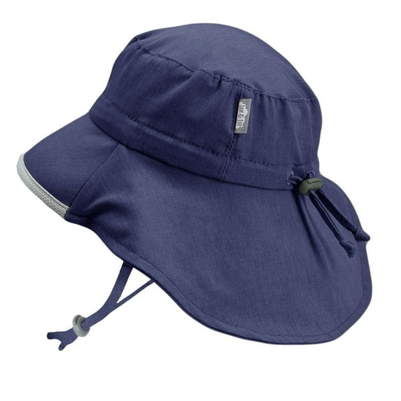 Jan & Jul Toddler Sun Hat with Strap, 50+ UPF Wide Brim, Neck-Flap (M: 6-24 months, Navy)