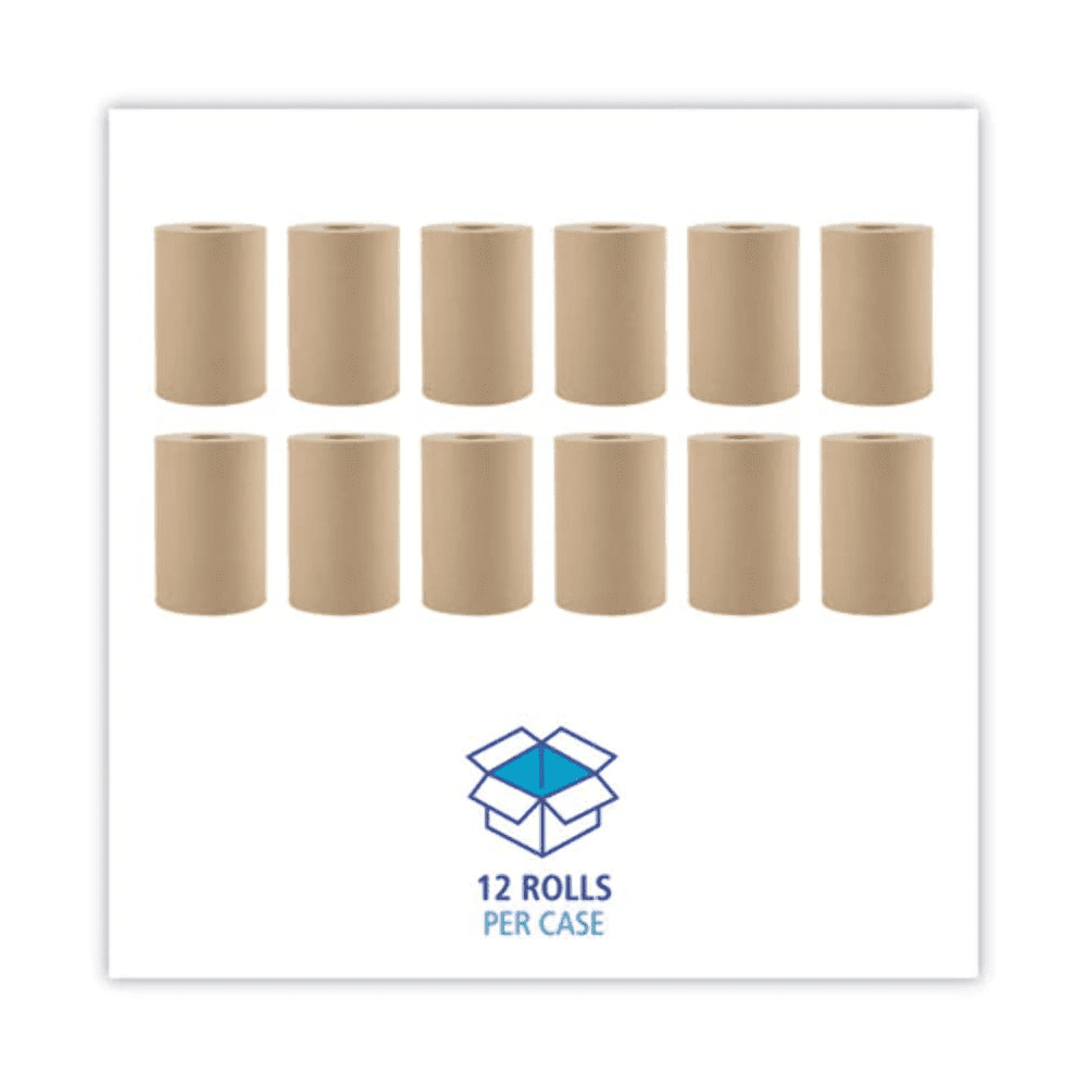 Hardwound Paper Towels, 8" X 350Ft, 1-Ply Natural, 12 Rolls/Carton -B
