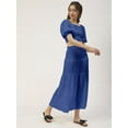 thumbnail image 4 of Moomaya Women Solid Viscose Rayon Casual Skirt, High Waist Smocked Midi Skirt, 4 of 8