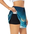thumbnail image 1 of Balery Night Sky Beach Scene Pantalones cortos deportivos para mujer con forro y dos bolsillos, elásticos, para entrenamiento, gimnasio, yoga-Medium, 1 of 7