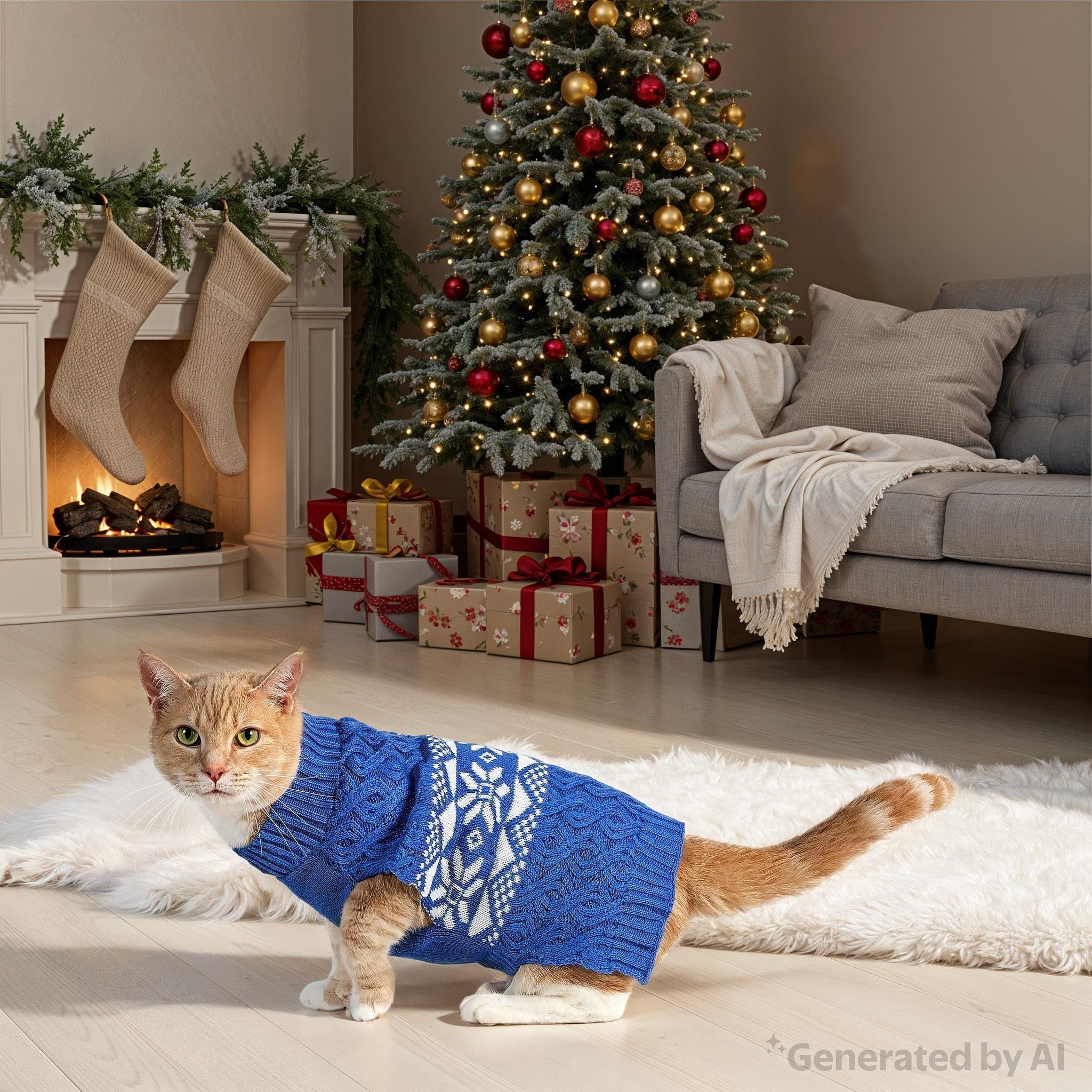 Vibrant Life Holiday Pet Sweater for Cats & Dogs, Snowflakes, Blue, Small