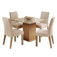 thumbnail image 1 of Juego de Comedor Madesa Evelin Mesa con Tablero de Vidrio con 4 Sillas Marrón/Crema/Imperial, 1 of 9