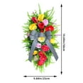 thumbnail image 2 of KoiLife 20" Colorful Floral Swag Wreath with Red Yellow Pink Roses and Black White Striped Bow Artificial Greenery Swag for Front Door Spring Home Porch Indoor Outdoor Decorations, 2 of 8