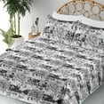 thumbnail image 3 of Ambesonne Roses Fitted & Flat Sheet with Shams 4 Pcs Set, Monochrome English Garden Art, Calking, Grey and White, 3 of 5
