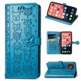 thumbnail image 1 of Cartoon Case for iPhone 13 Pro Max(2021), Allytech Embossed Animal PU Leather Impact Resistant TPU Back Card Slots Magnetic Closure Hand Strap Stand Cover for iPhone 13 Pro Max 6.7" 2021, Blue, 1 of 4