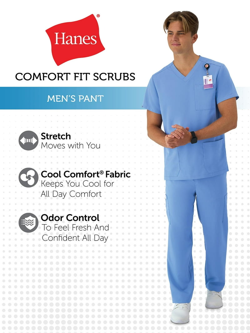 Hanes Men's Comfort Fit Elastic Scrubs Pants with Antimicrobial