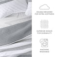 thumbnail image 5 of Noble Linens Light Grey 3 Piece Summer Stripes Reversible Microfiber Quilt Set, Queen / Full, 5 of 7
