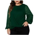 thumbnail image 2 of DYTTDG Women's Fashion Plus Size Sequins Splicing Long Sleeve Round Neck T-Shirt Casual Loose Pullover Blouse Tops Womens Tops, 2 of 4