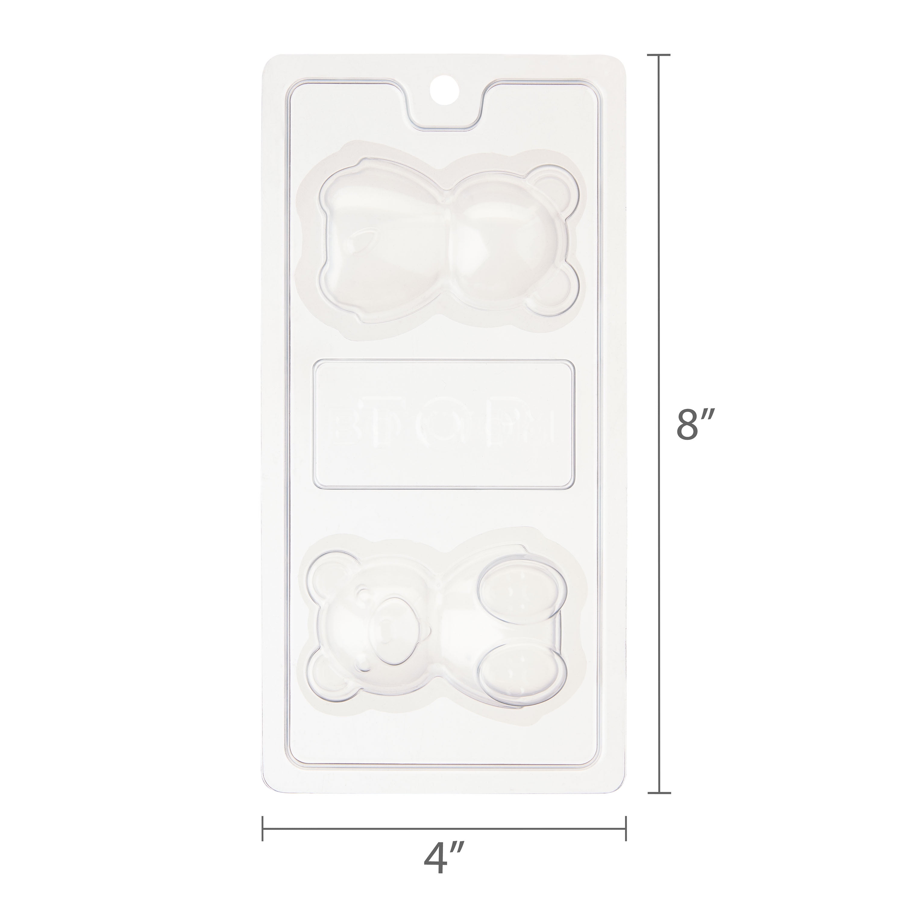 4 x 8 IN, Teddy Bear Shape, Plastic Candy Mold Set, Includes: 2 Rigid Plastic Molds (Top and Bottom), 2 Flexible Plastic Inserts for Each Cavity, by Way To Celebrate