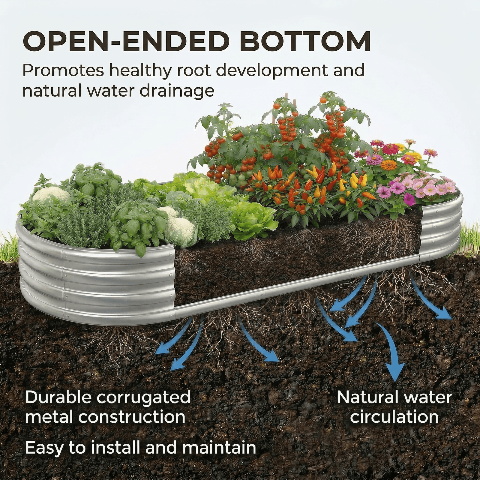 Galvanized Raised Garden Bed, UNTIMATY 8×3×1ft Large Metal Planter Boxes Outdoor, Metal Garden Bed Planter for Vegetables Flowers Herb