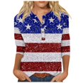 thumbnail image 1 of YDLCAFD Easter Women Casual V Neck Colorful Gradient Geometric Print Button Three Quarter Sleeve T Shirt, 1 of 4