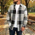 thumbnail image 3 of Rvwovn Men's Plaid Flannel Long Sleeve Shirt Collar Button Front Vintage Casual Fall Layering Top, 3 of 7