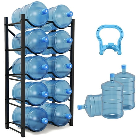 TOREVSIOR 5 Gallon Water Jug Holder  5 Tier Water Bottle Organizer for 10 Bottles  Water Bottle Storage Rack for Home Kitchen  Office