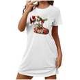 thumbnail image 2 of Sakmal Oversized Moomoo Womens Nightgown Christmas White Cute Soft Nightshirt Short Crew Neck Short Sleeve Christmas Stocking Print Nightgowns S-2XL, 2 of 5