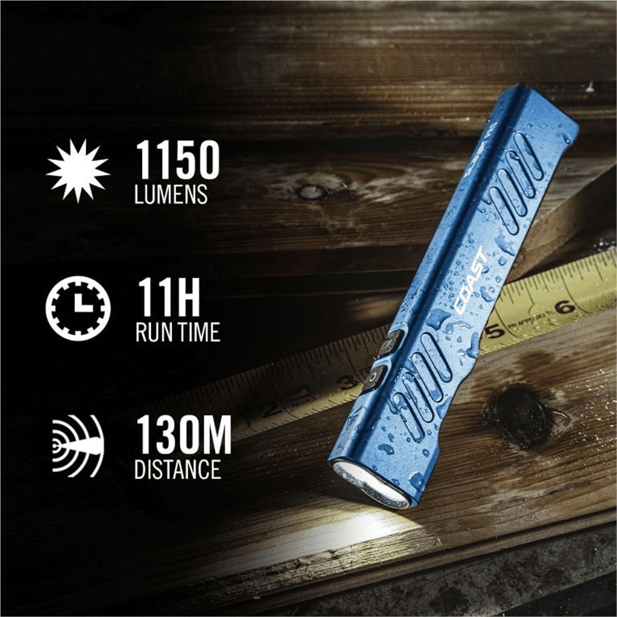 COAST 31102 Slayer Pro Rechargeable Flashlight 1150 Lumens USB C IP67