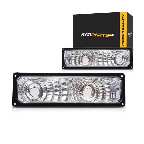 For Chevy/GMC C/K 2010 Truck 1994-2002 Parking Signal Light Diamond Design Gray Bezel Pair Driver and Passenger Side GM2811104