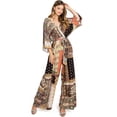 thumbnail image 4 of Flying Tomato Women's Patchwork Bohemian Chiffon Jumpsuit (S, Black/Khaki), 4 of 6