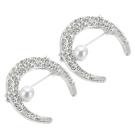 Uxcell Moon Safety Decorative Pin, 2Pcs Anti Exposure, Silver