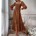 thumbnail image 2 of IROINNID Maxi Dress for Women Long Sleeve Pullover Neck Long Sleeve High Waist Dress,Coffee, 2 of 8