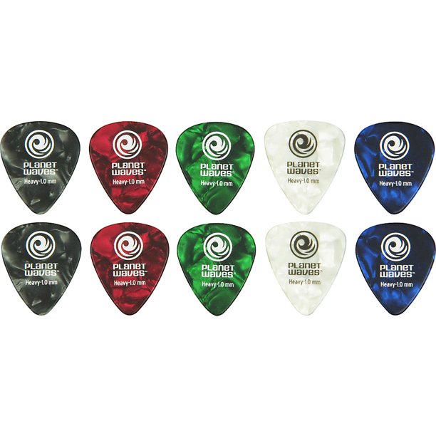 D'Addario Assorted Pearl Celluloid Guitar Picks, 10 pack, Heavy