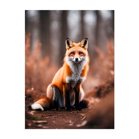 the forest fox - Photography Fox Wildlife Nature Forest Autumn Animal Woodland Unframed Wall Art Print 5 x 7 inches