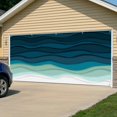 thumbnail image 5 of Teal Ocean Garage Door Cover Banner 6 x 13 FT, Coastal Sea Moire Waves Abstract Ombre Art Garage Door Curtains Backdrop with Grommets for Indoor Outdoor Wall Party Porch Yard Decorations Background, 5 of 9