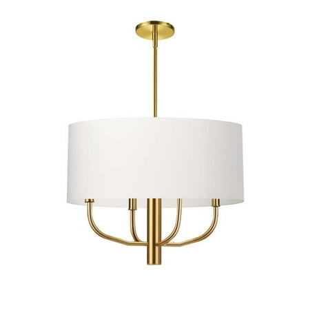 

Dainolite ELN-224C-AGB-790 Incandescent Pendant Chandelier with Four Light Aged Brass & White Fabric Shade