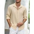 thumbnail image 4 of ZAXARRA Chemise Homme Col à Manches Longues Col Rabattu Chemise Boutonnée Solide Automne Casual Daily Tops Streetwear, 4 of 5