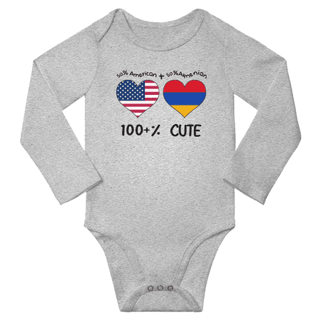 

50% American + 50% Armenian = 100+% Cute Baby Long Slevve Bodysuits (Gray 3-6 Months)