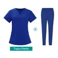 thumbnail image 2 of LISTHA Nursing Scrubs for Women Sets Uniform V Neck Nursing Scrubs Set Medical Stretch Scrubs Top and Jogger Pants Blue M, 2 of 5