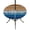 Blue, Brown, White, variant on Round Outdoor Tablecloth with Umbrella Hole and Zipper, Blue Brown Wooden Grain Tablecloth with Elastic Waterproof, Farmhouse Gradient Wood Stripes Patio Table Covers for 36" - 44" Pool Tables
