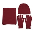 thumbnail image 1 of FYEGRE Winter Scarf Hat And Knitted Neck Warmer Mittens Set For Extreme Cold Weather Red One Size, 1 of 3