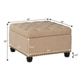 thumbnail image 5 of Designs4Comfort Herald Square Ottoman Coffee Table with Storage in Beige Fabric, 5 of 6