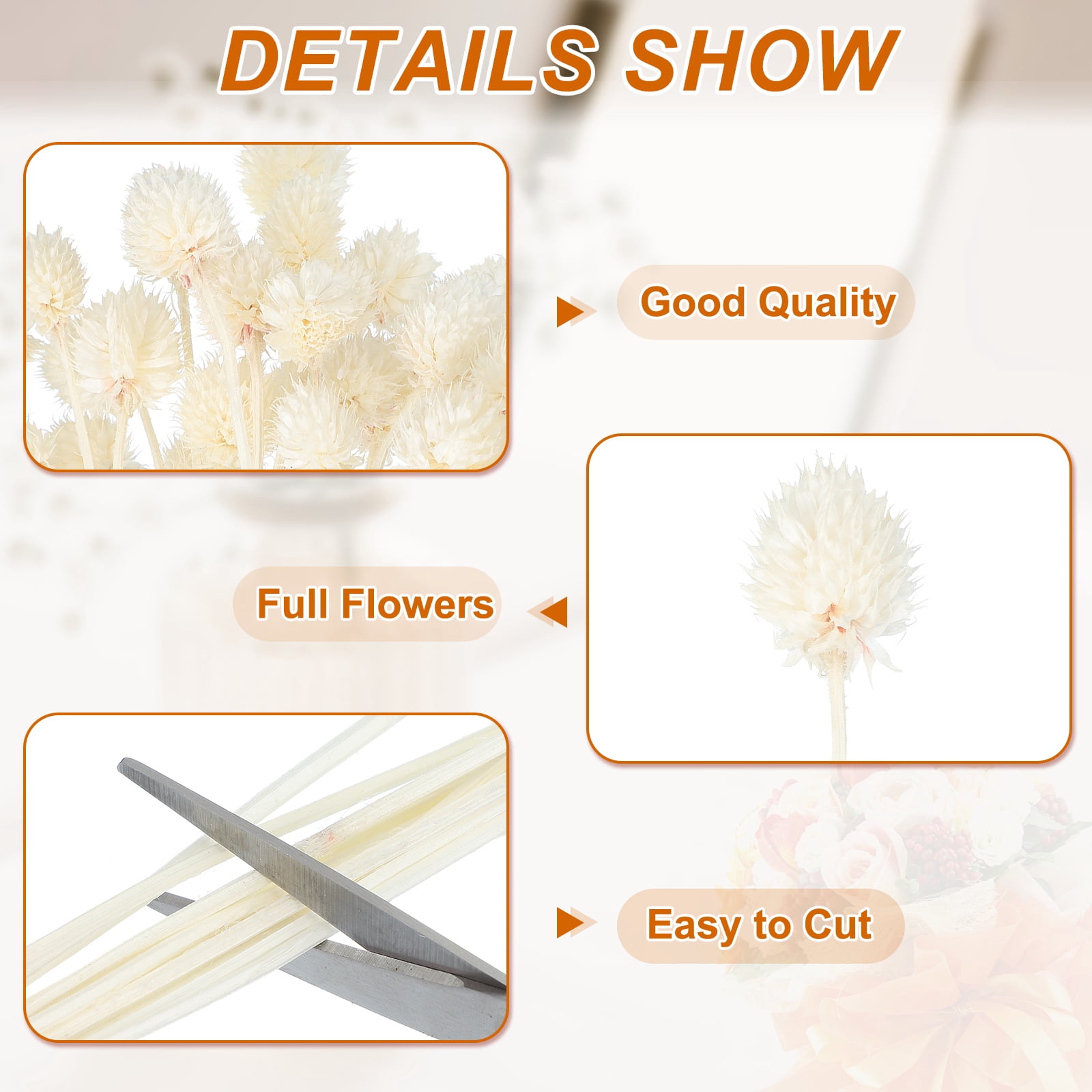 Uxcell Dried Flowers for Vase, Mini Pine Ball Flowers Natural Bouquet Bulk Fall Dried Pine Ball Naturally for Home Wedding White
