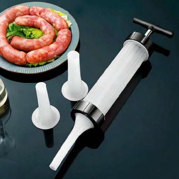 Manual Sausage Stuffer with 3 Stuffing Tubes for Homemade Sausage Making, Plastic Sausage Filler Machine for Even Filling and Easy Cleaning
