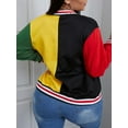 thumbnail image 5 of Lovelywholesale Women's Baseball Jacket Patchwork Long Sleeve Button Varsity Bomber Coat, 5 of 5