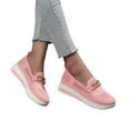 thumbnail image 2 of NOKIO Walking Shoes Women Breathable Soft Slip On Sneakers Women's Shoes Single Shoes 2024 Summer Solid Color Large Size Flat Shoes Chain Flying Woven Breathable Wedge Casual Shoes, 2 of 4