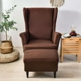 thumbnail image 6 of Stretch Wing Chair Cover Set, Wing Chair Slipcover with Ottoman Cover Wingback Chair Cover with Ottoman Slipcovers Soft Machine Washable for Living Room-Army Green-3 Piece, 6 of 7