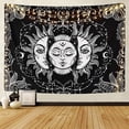 thumbnail image 1 of Tapiz de tarot del sol y la luna, tapiz psicodélico, tapiz celestial negro para colgar en la pared, tapices de pared hippie bohemios con mandala indio (a--sol y luna, L/148cm), 1 of 5