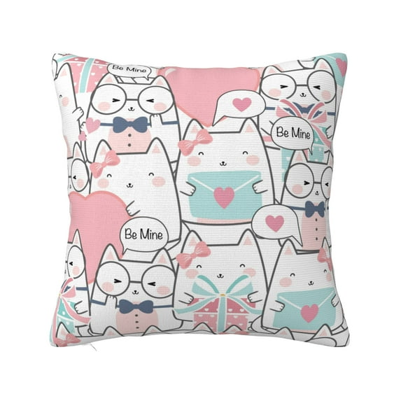 ZICANCN Cute Pastel Cartoon Cats Throw Pillow Covers, Bed Couch Sofa Knit Decorative Pillow Covers for Living Room Farmhouse, 26"x26"