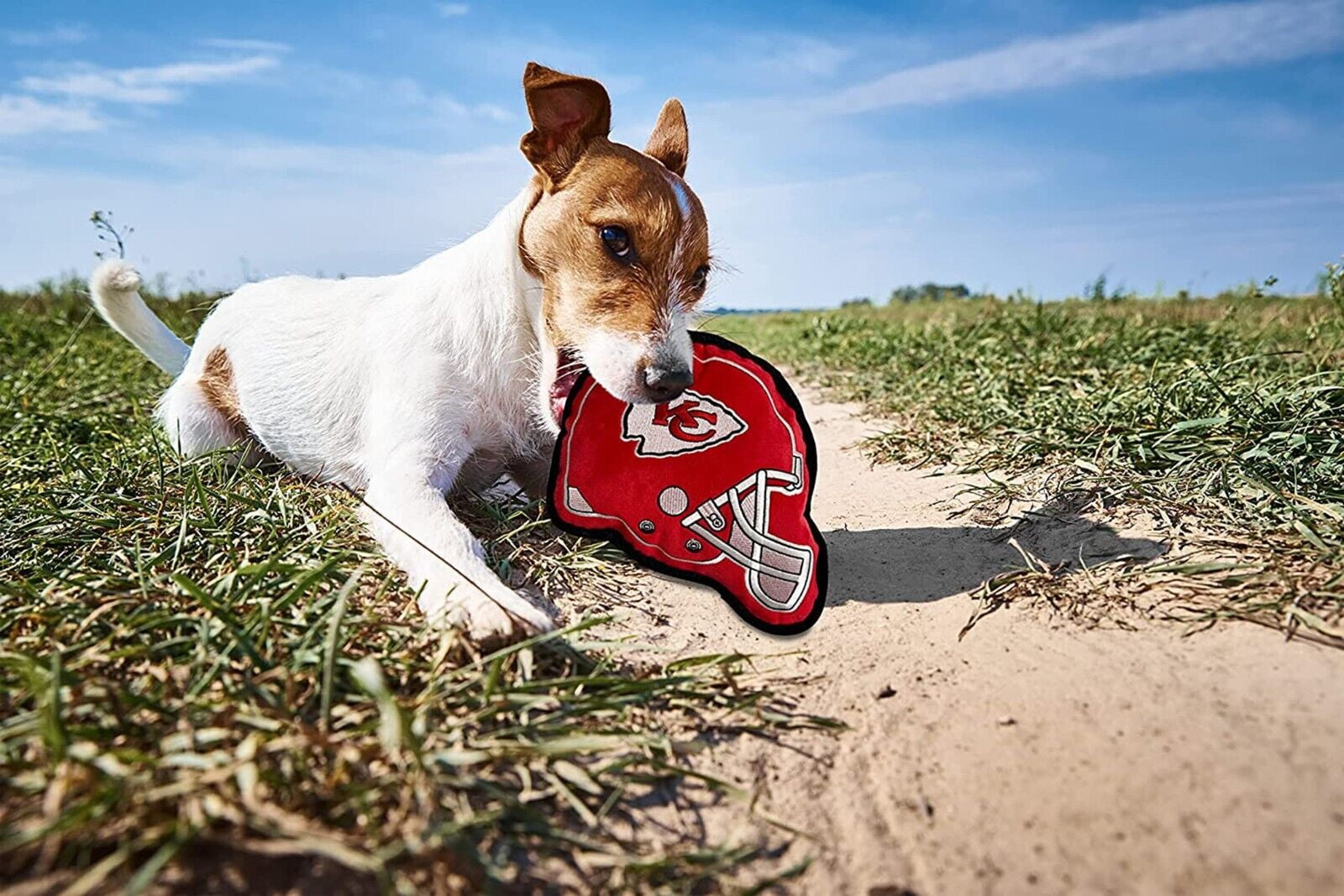 Pets First NFL Kansas City Chiefs Tough Helmet Pet Dog Toy Premium Quality with Built-in Squeaker Chew Toy