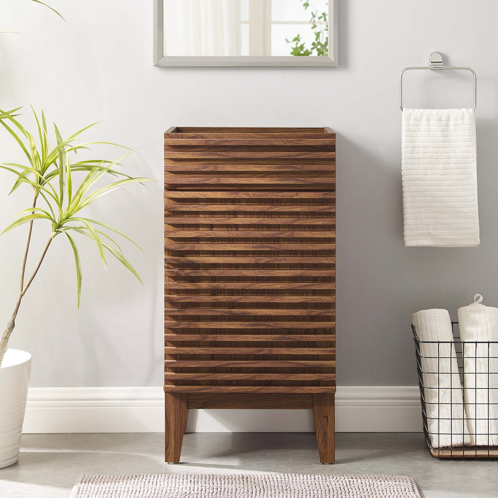 Modway Render 18" Bathroom Vanity Cabinet (Sink Basin Not Included) in Walnut