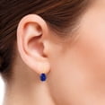 thumbnail image 4 of Mauli Jewels Ear Rings for Women 1.7 Carat 7x5MM Oval Created Tanzanite Leverback Earrings Carat 14K Yellow Gold 4-prong, 4 of 5