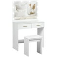 thumbnail image 1 of HOMCOM Makeup Vanity Desk and Stool Set with LED Lighted Mirror, White, 1 of 10