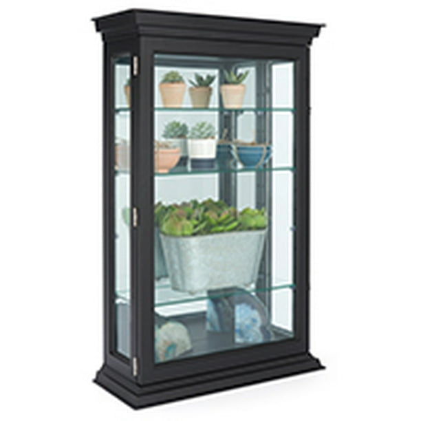 Displays2go 20" Countertop/Wall Mount Display Case, Adjustable Shelves, Locking Black