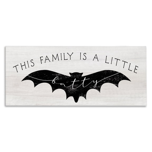 Stupell Industries Shabby Chic Family's a Little Batty Phrase Halloween Canvas Art, 24 x 10, by Lil' Rue