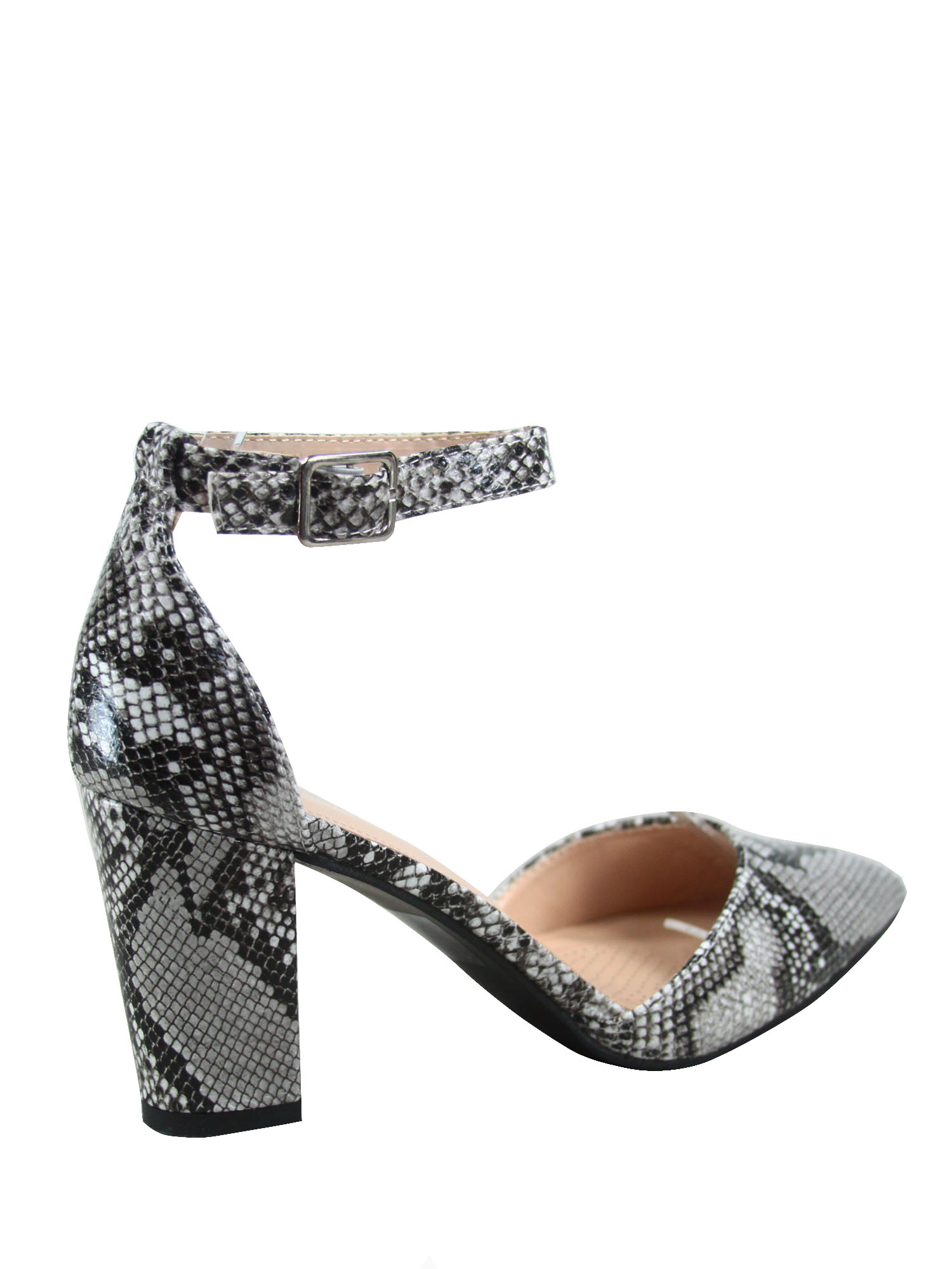 Songful-6 Women's Pointed Toe Ankle Strap Buckle Chunky High